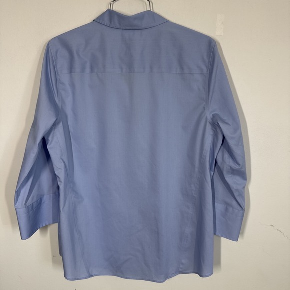 Foxcroft Women's Non Iron Stretch Long Sleeve Button Up Shirt Blue Size M Career - Picture 2 of 10